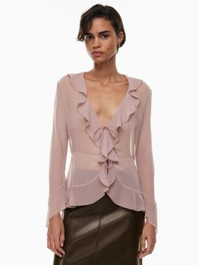 Wilfred Dusty Rose Ruffle Tie-Front Blouse